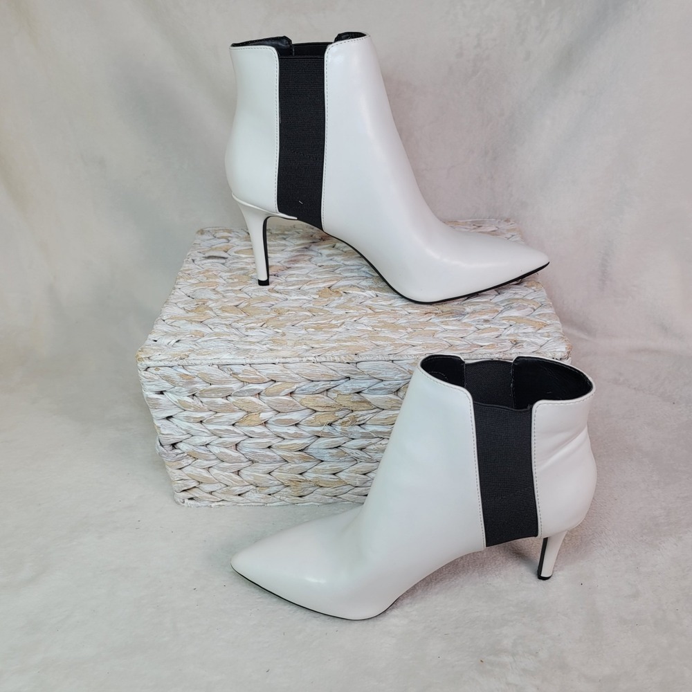 INC International Concepts Irsia White Ankle Boot 7.5M Career Designer Stiletto